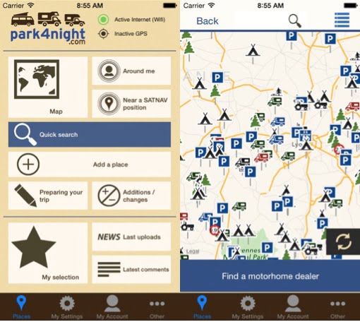 Esta aplicación para el movil es quizas la más utilizada para viajar con furgonetas camper
